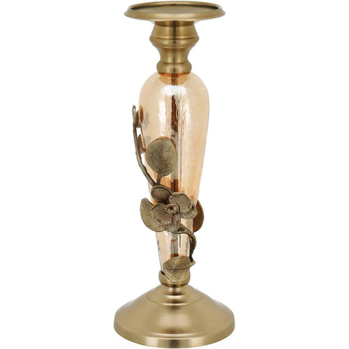 Castiçal Porta Velas Dourado Home&Co Sanctur Metal 31,5cm Lustrado
