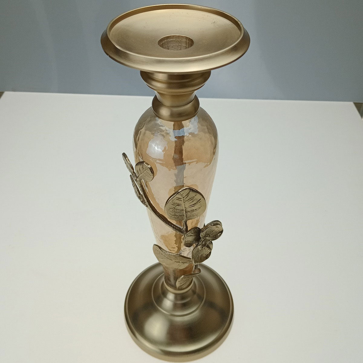 Castiçal Porta Velas Dourado Home&Co Sanctur Metal 31,5cm Lustrado