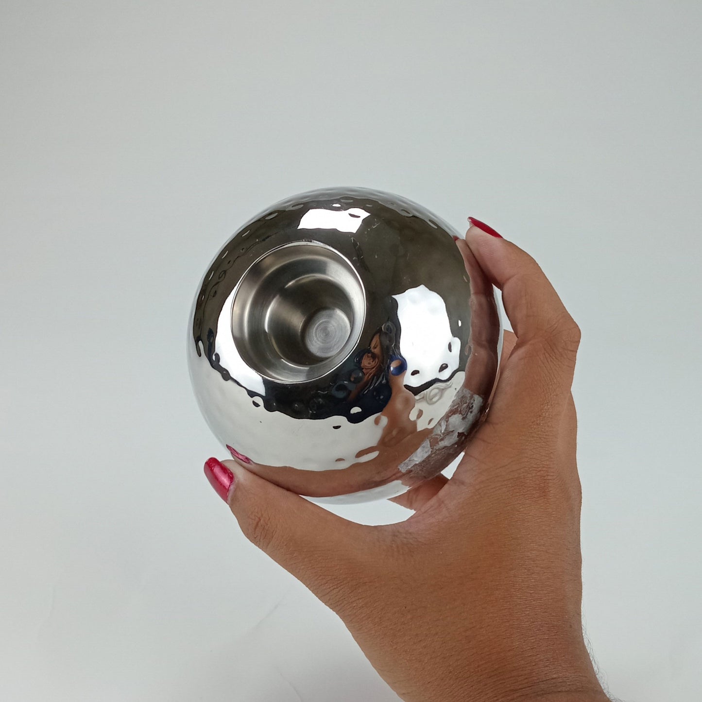 Castiçal Prateado Inox Home&Co Areta 9x10cm para Velas