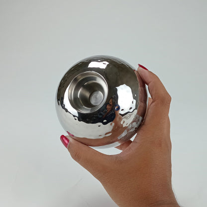 Castiçal Prateado Inox Home&Co Areta 9x10cm para Velas