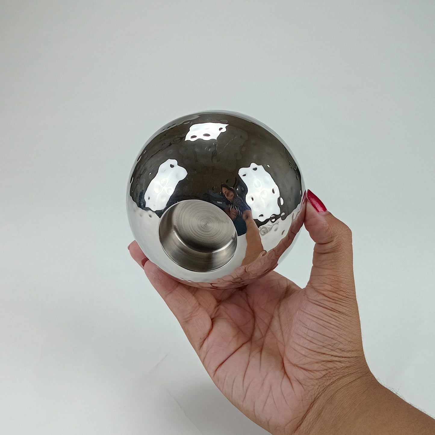 Castiçal Prateado Inox Home&Co Areta 9x10cm para Velas