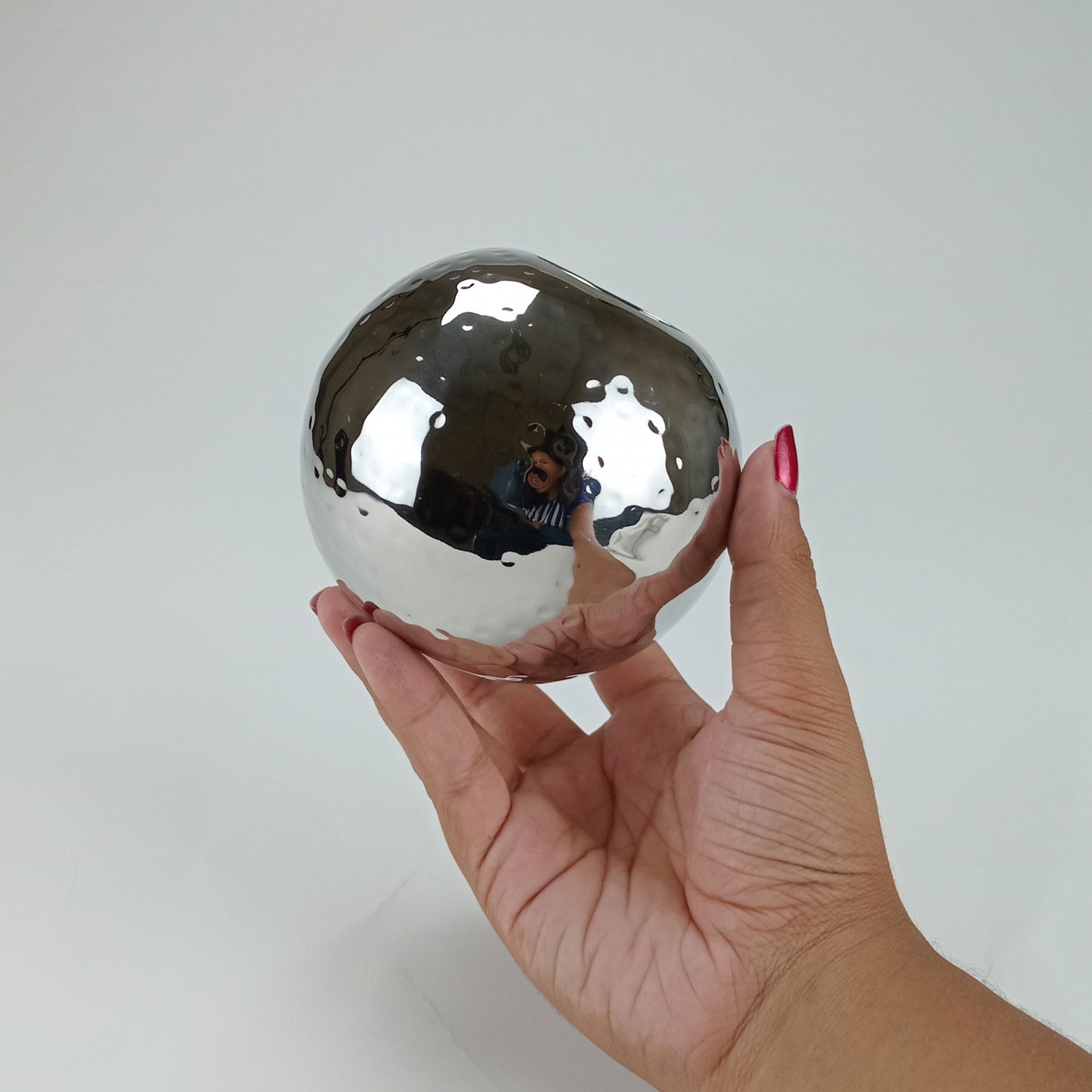 Castiçal Prateado Inox Home&Co Areta 9x10cm para Velas