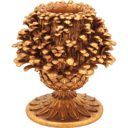 Castiçal Dourado em Resina 14x12cm para Velas Decorativas