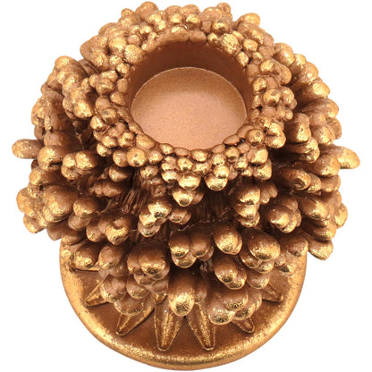 Castiçal Dourado em Resina 14x12cm para Velas Decorativas