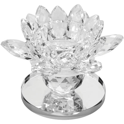 Castiçal de Vidro Cristal Transparente Vitrally 8x9cm para Velas