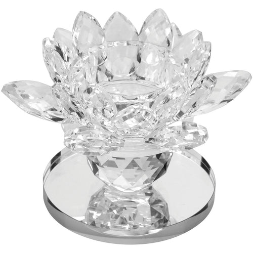 Castiçal de Vidro Cristal Transparente Vitrally 8x9cm para Velas