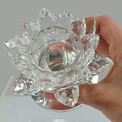 Castiçal de Vidro Cristal Transparente Vitrally 8x9cm para Velas