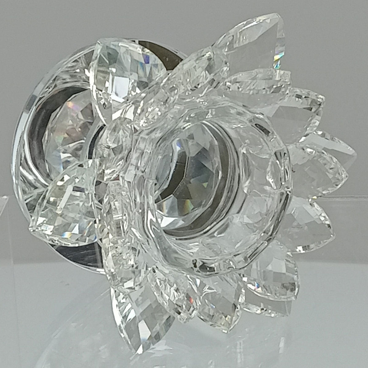 Castiçal de Vidro Cristal Transparente Vitrally 8x9cm para Velas