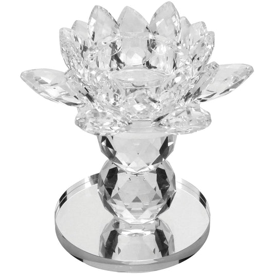 Castiçal de Cristal Transparente Vitrally 11x12cm para Decoração