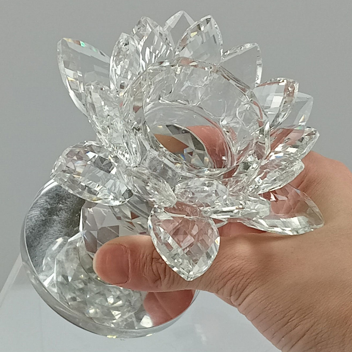 Castiçal de Cristal Transparente Vitrally 11x12cm para Decoração