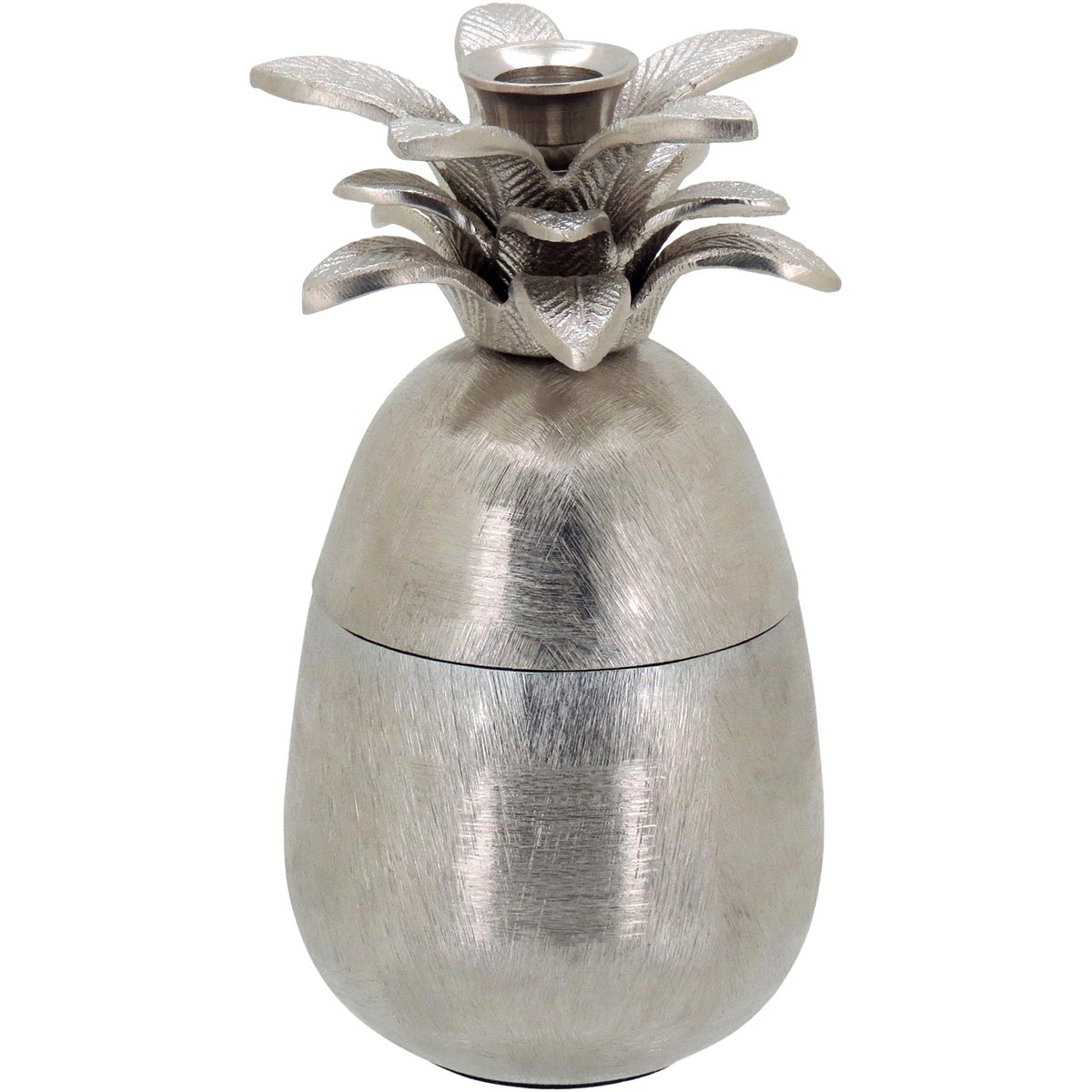 Castiçal Abacaxi Metal Prata Home&Co 22x11cm Decorativo
