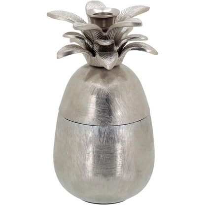 Castiçal Abacaxi Metal Prata Home&Co 22x11cm Decorativo