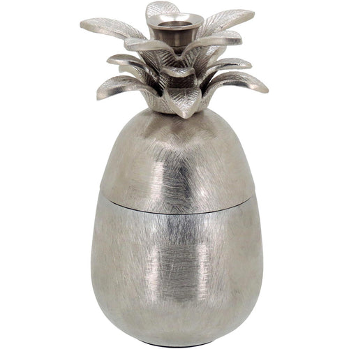 Castiçal Abacaxi Metal Prata Home&Co 22x11cm Decorativo