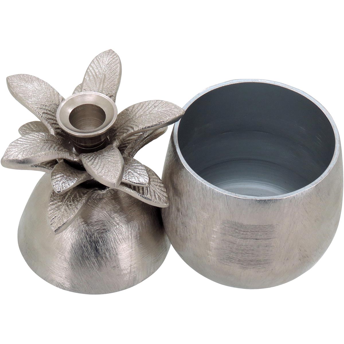 Castiçal Abacaxi Metal Prata Home&Co 22x11cm Decorativo