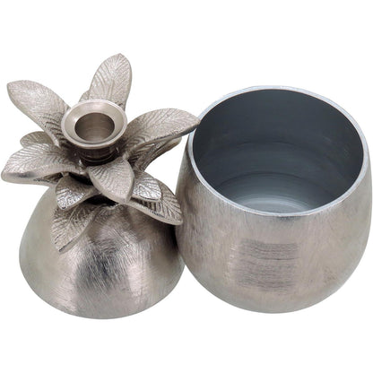 Castiçal Abacaxi Metal Prata Home&Co 22x11cm Decorativo