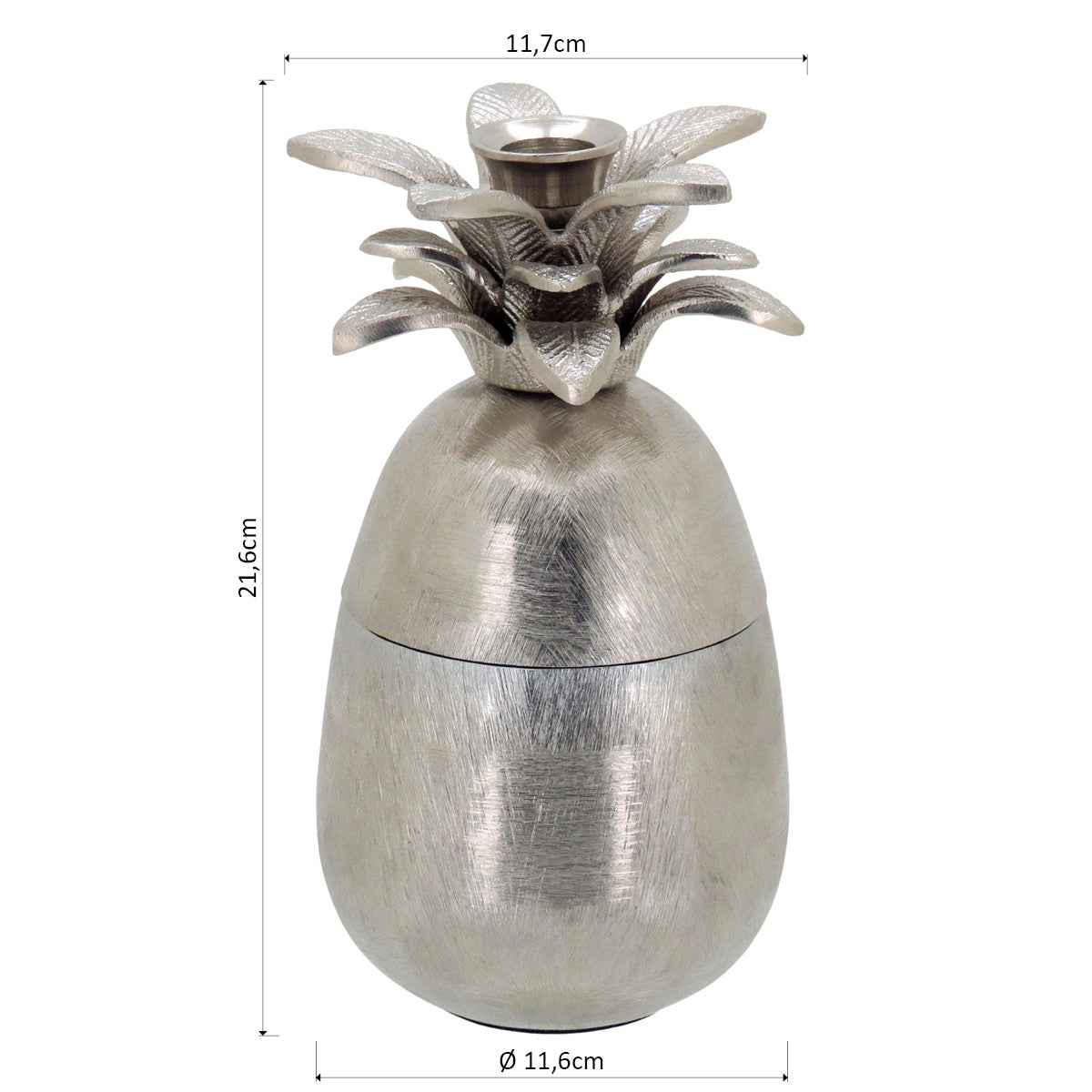 Castiçal Abacaxi Metal Prata Home&Co 22x11cm Decorativo