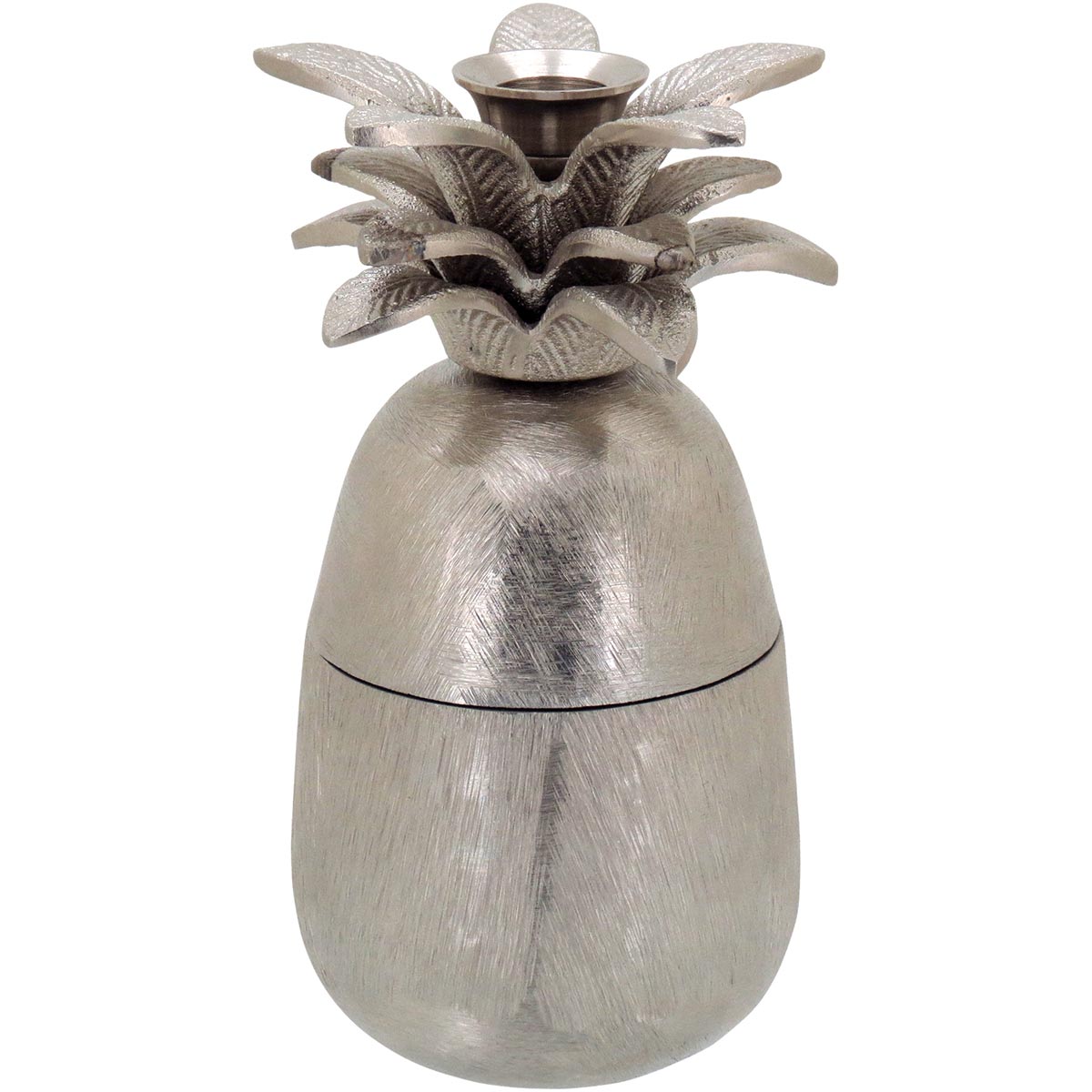 Castiçal Abacaxi Metal Prata Home&Co 20x10x10cm Decorativo