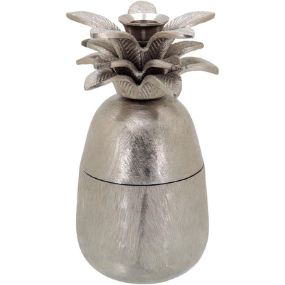 Castiçal Abacaxi Metal Prata Home&Co 20x10x10cm Decorativo