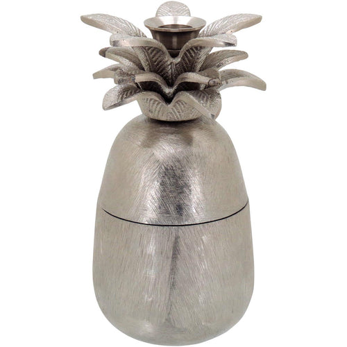 Castiçal Abacaxi Metal Prata Home&Co 20x10x10cm Decorativo