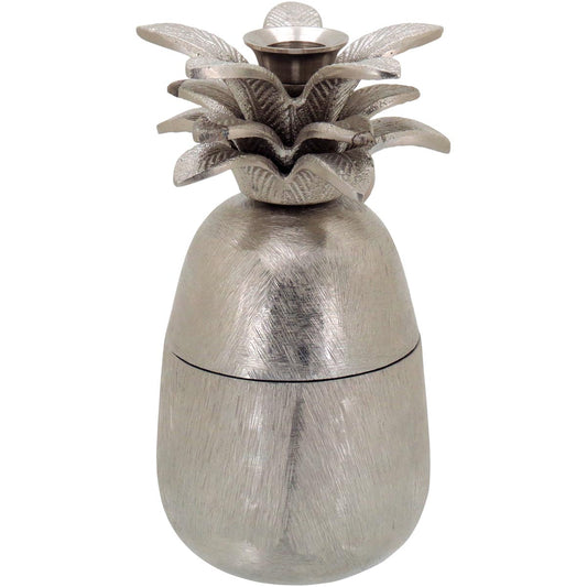 Castiçal Abacaxi Metal Prata Home&Co 20x10x10cm Decorativo
