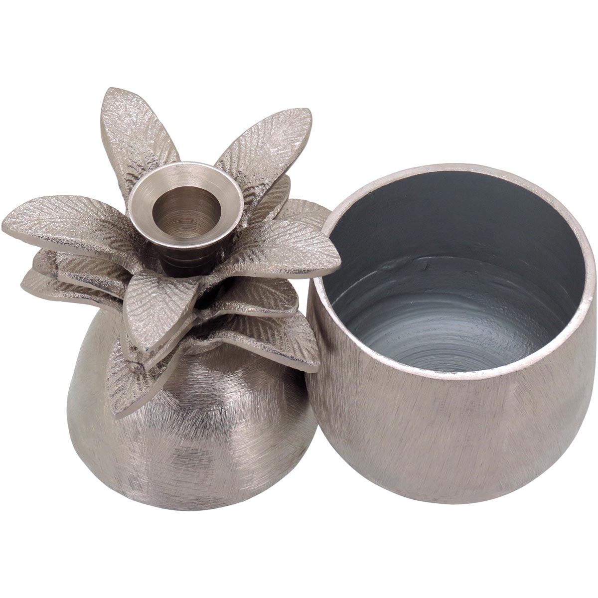 Castiçal Abacaxi Metal Prata Home&Co 20x10x10cm Decorativo