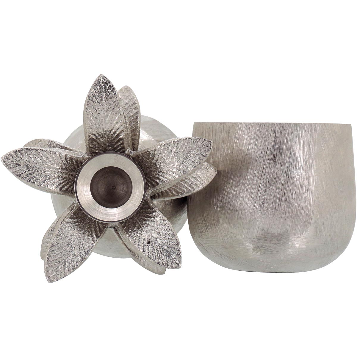 Castiçal Abacaxi Metal Prata Home&Co 20x10x10cm Decorativo