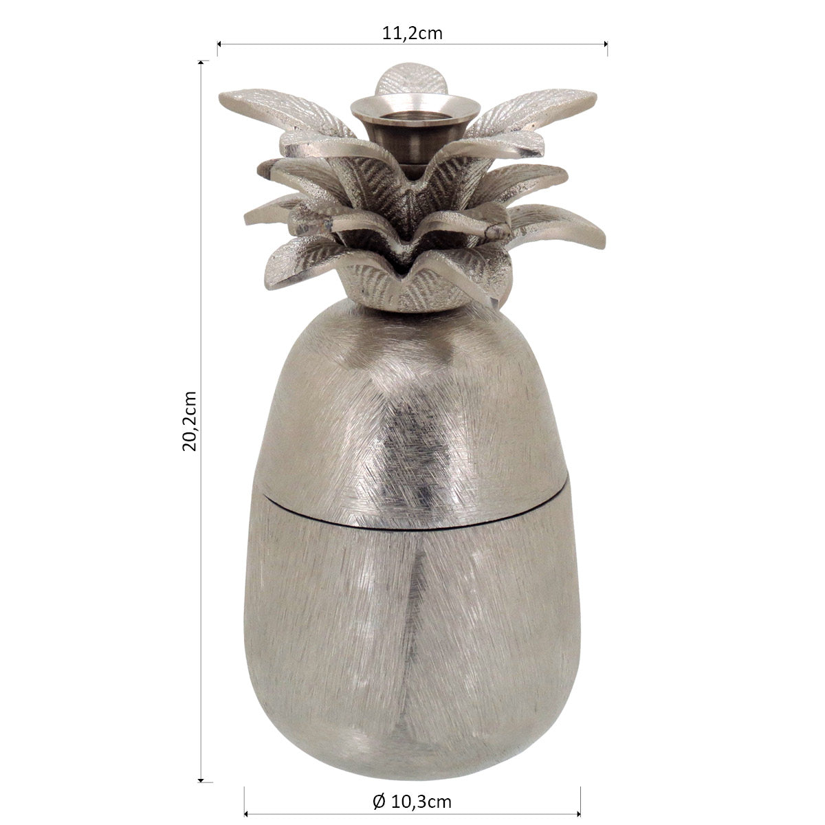 Castiçal Abacaxi Metal Prata Home&Co 20x10x10cm Decorativo