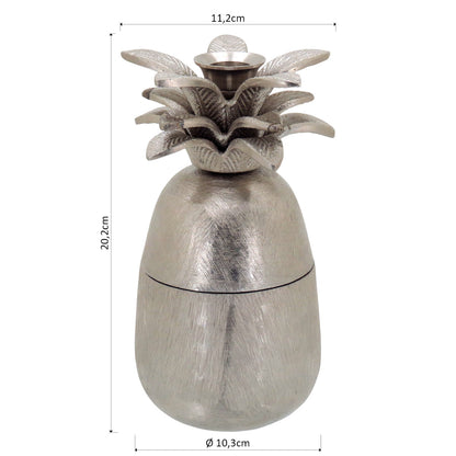 Castiçal Abacaxi Metal Prata Home&Co 20x10x10cm Decorativo