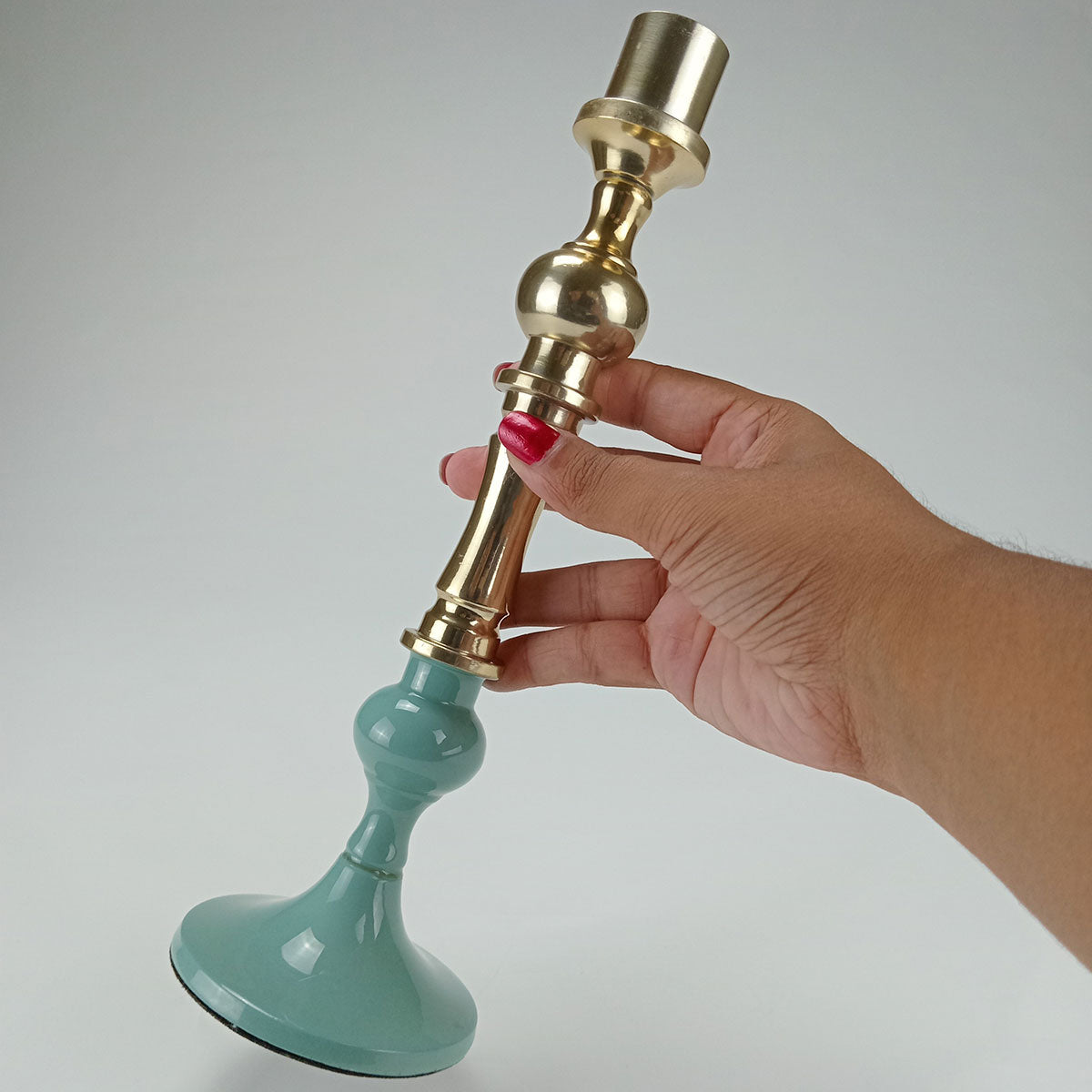 Castiçal Metal Verde Home&Co Grambello 28x9x9cm Decorativo