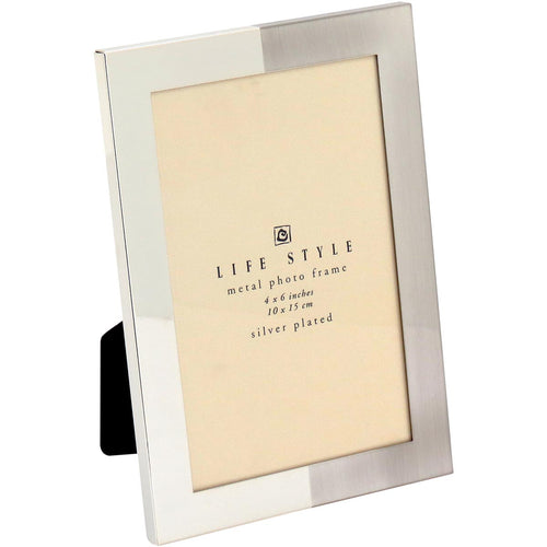 Porta-retratos Duetto Metal 10x15 cm Prata 17x12x2 cm Elegante