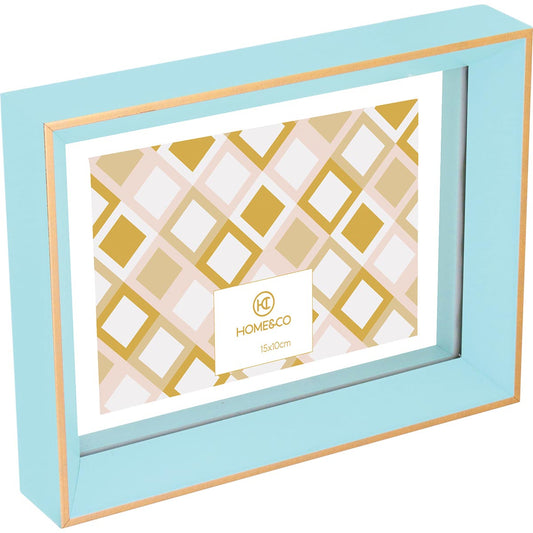 Porta-retratos Azul Home&Co Pasteur Plástico 15x10cm 17x23x4cm