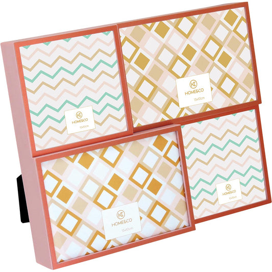 Porta-retratos Alumínio Rosa Home&Co Versalius 4 Fotos 27x21cm