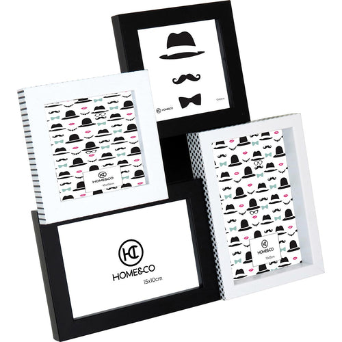 Porta-retratos Preto Home&Co Maddie 4 Fotos Plástico Durável