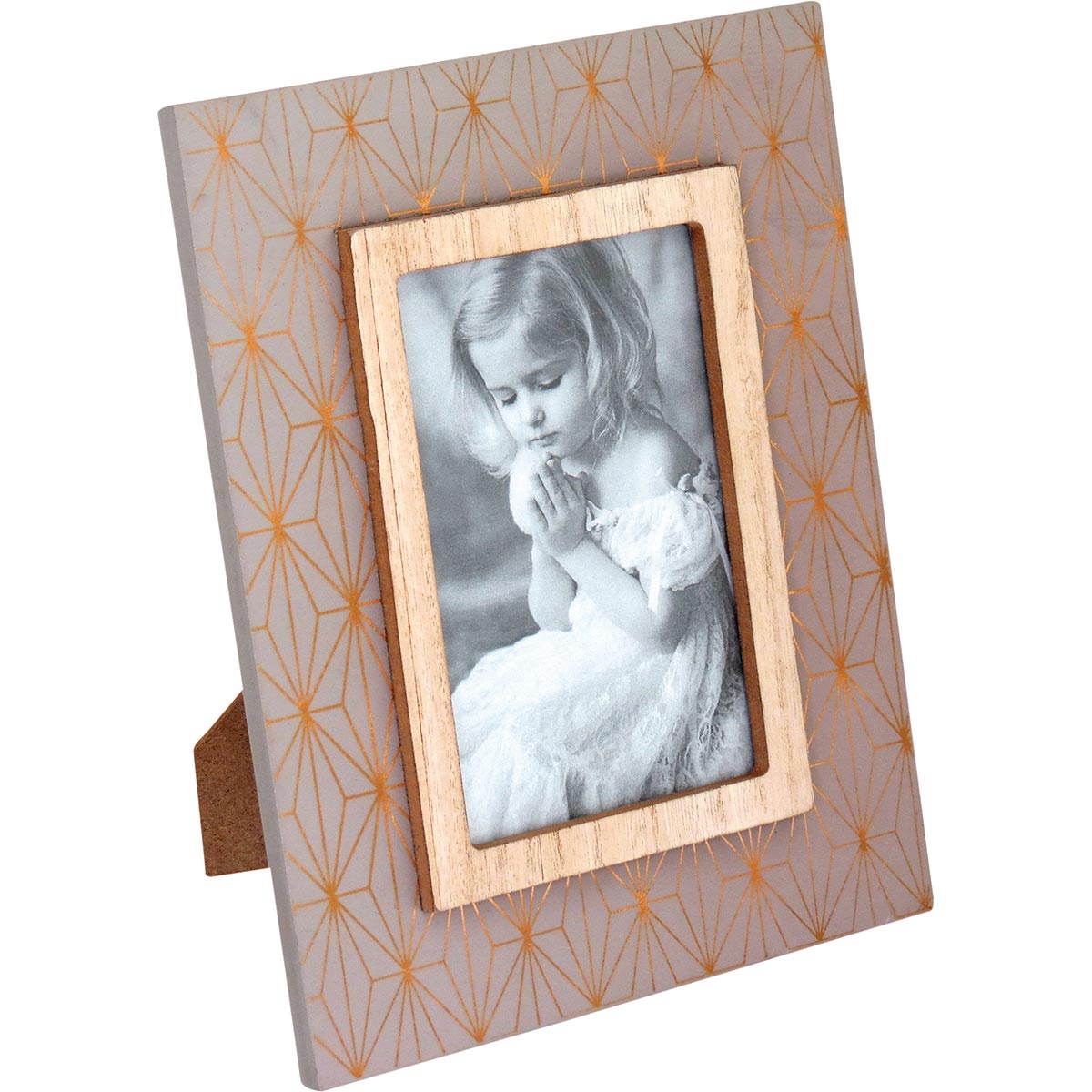 Porta-Retratos 10x15 Maitê MDF Cinza 23x18x1cm Elegante