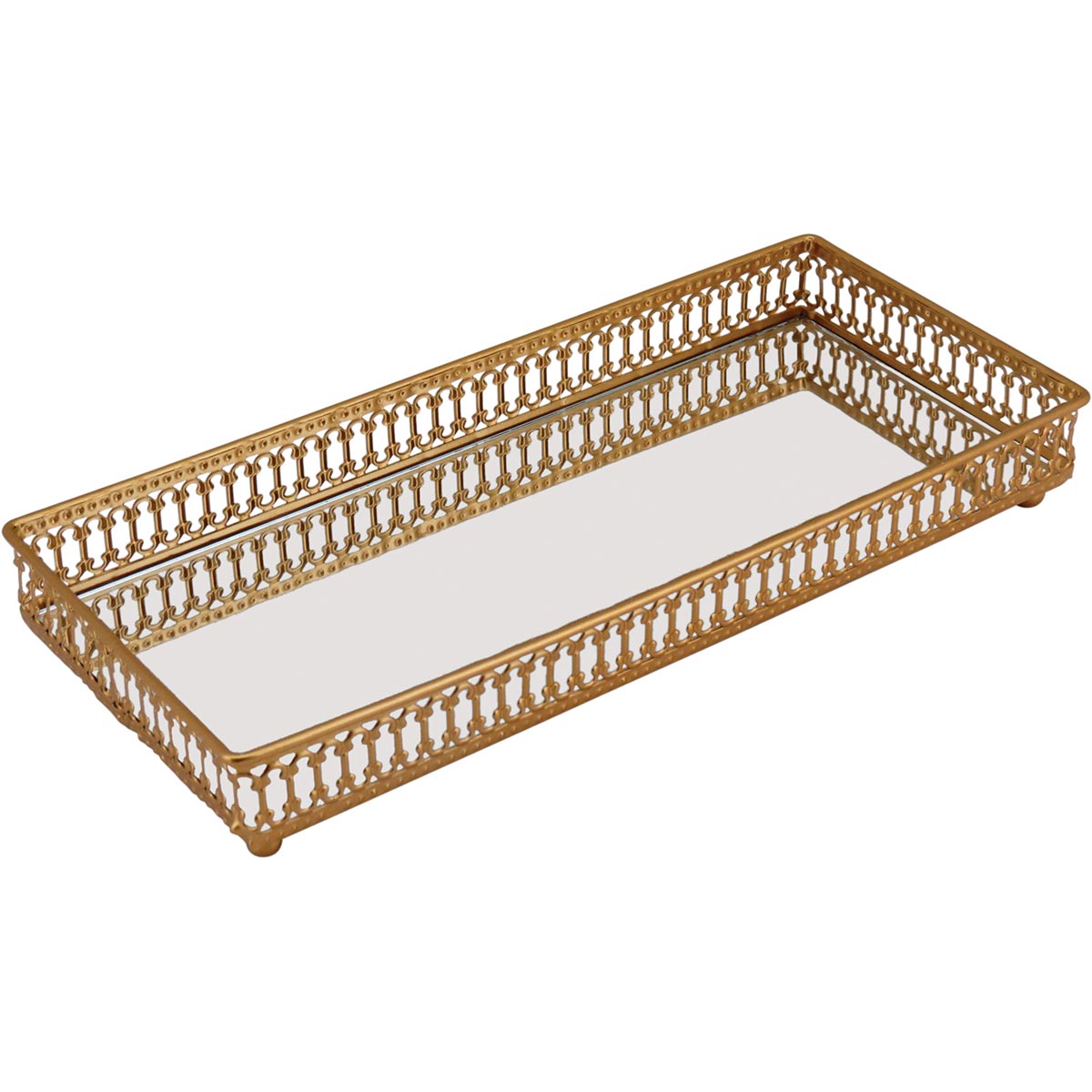 Bandeja Espelhada Dourada Zaree Metal 30x13cm para Servir
