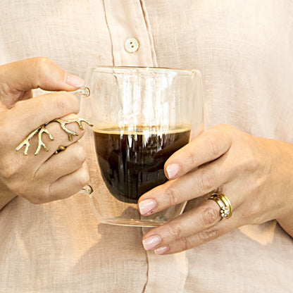 Caneca Borossilicato Transparente 270ml com Parede Dupla 11x12x9cm