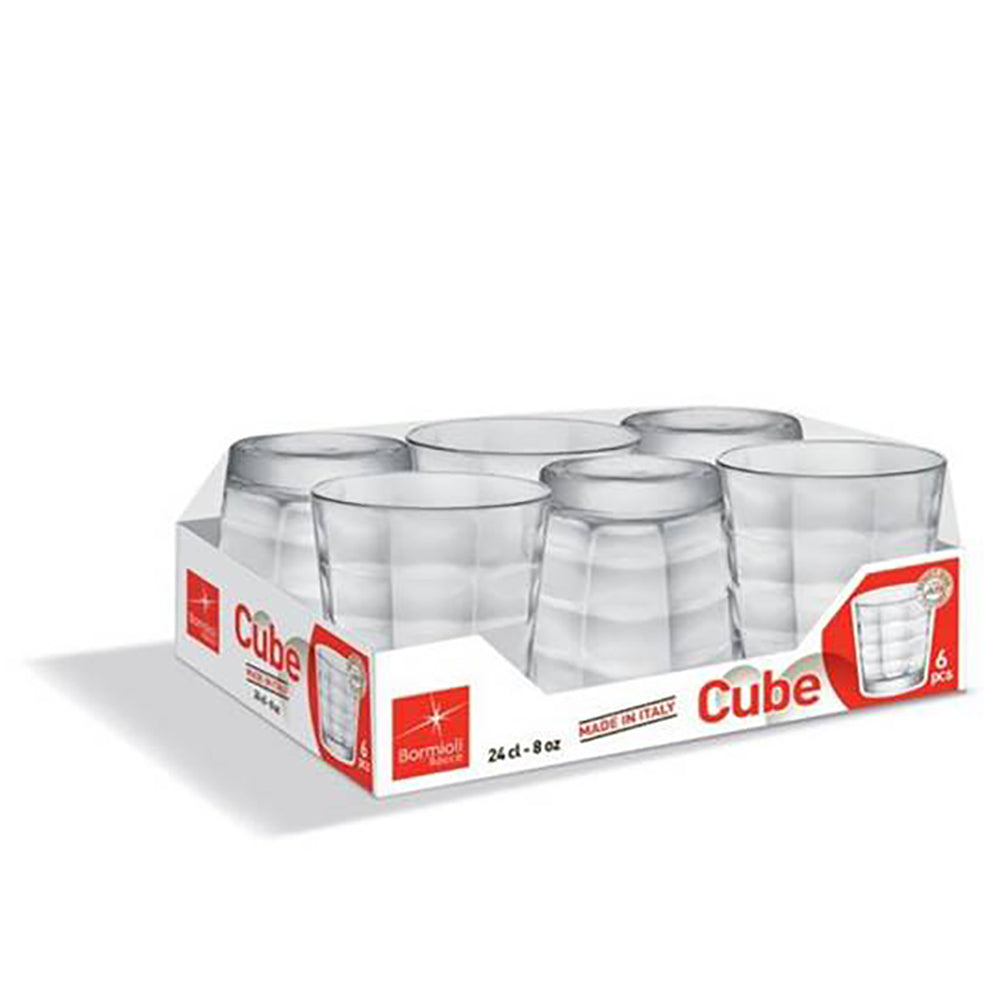 Copo de Água Bormioli Rocco Cube Vidro Transparente 240ml 6 Unidades