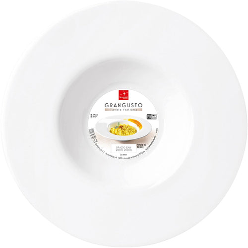 Prato Risotto Bormioli Rocco Grangusto Vidro Temperado Branco 27cm
