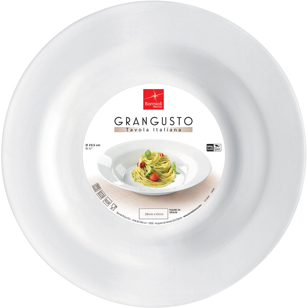 Prato de Pasta Bormioli Rocco Grangusto Vidro Temperado Branco 29cm