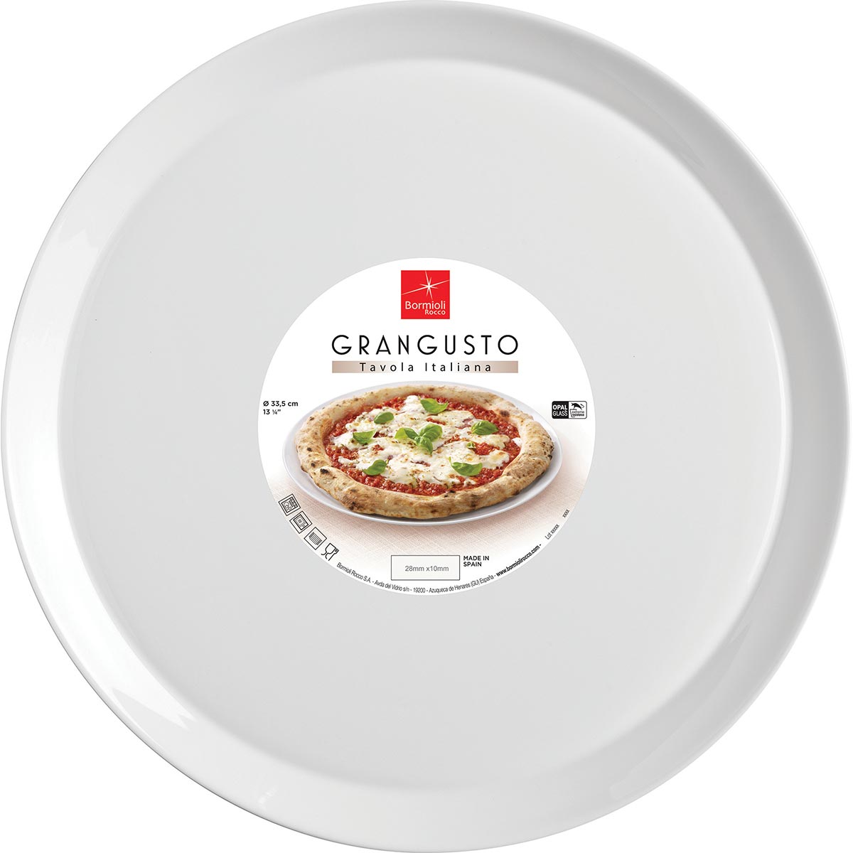 Prato de Pizza Bormioli Rocco Grangusto Vidro Temperado 33cm Branco