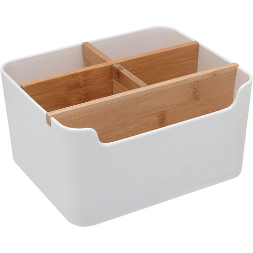 Porta Talheres Anetto Plástico Branco 5 Divisões 10x18x15cm