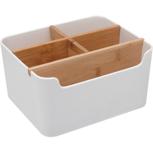 Porta Talheres Anetto Plástico Branco 5 Divisões 10x18x15cm