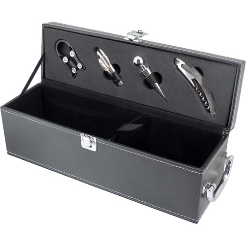 Kit Acessórios para Vinho Malbec 5 Peças Sintético Preto - Inclui Abridor e Aerador