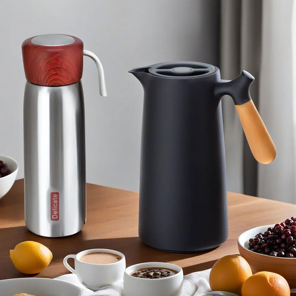 Garrafa Térmica Inox Prata Delicate 500ml Parede Dupla 22x7cm