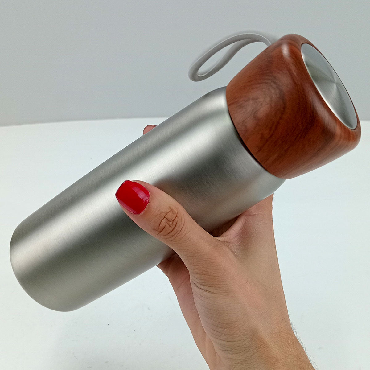 Garrafa Térmica Inox Prata Delicate 500ml Parede Dupla 22x7cm