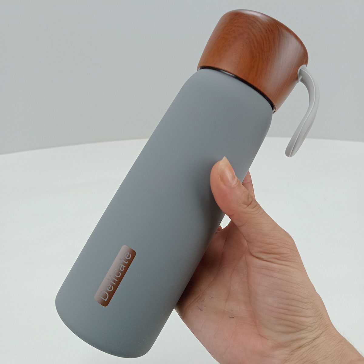 Garrafa Térmica Inox 500ml Delicate Cinza Parede Dupla Isolante