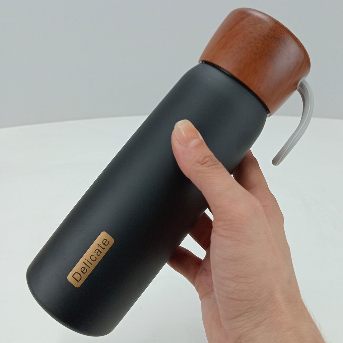 Garrafa Térmica Inox Preto 500ml Delicate Parede Dupla 22x7cm