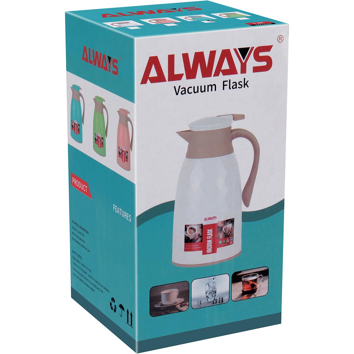 Garrafa Térmica Khenze Ampola 1L Plástico Branco 25x16x13cm