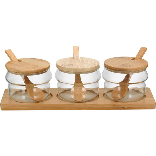 Conjunto de Porta Condimentos 3 Peças Vidro Borossilicato Transparente