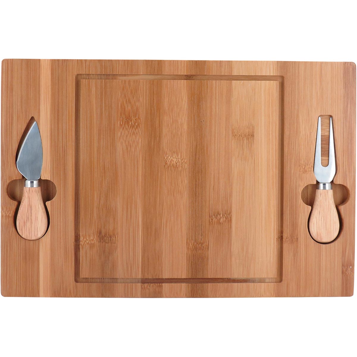 Jogo de Queijo em Bambu Natural Cheesy com Tábua e Facas Especializadas